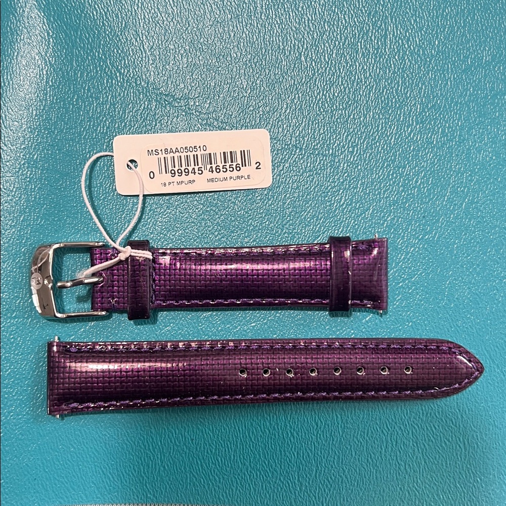 NWT 18mm Michele Leather Purple Watch Band